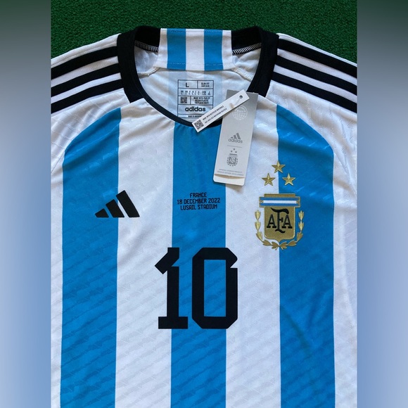 NWT Argentina 3-star WC Champions France Date PLAYER VERSION Jersey “Messi 10” - Picture 2 of 6